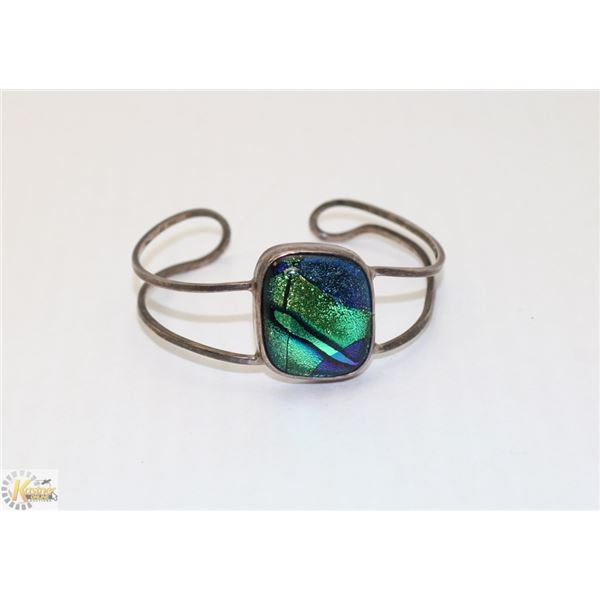 MEXICAN SILVER BRACELET WITH DICHLORIC GLASS