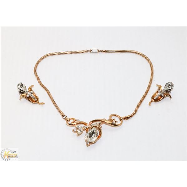 CLEAR STONE COSTUME NECKLACE AND EARRINGS SET