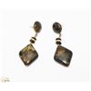Image 1 : VINTAGE SMOKEY GLASS DROP EARRINGS