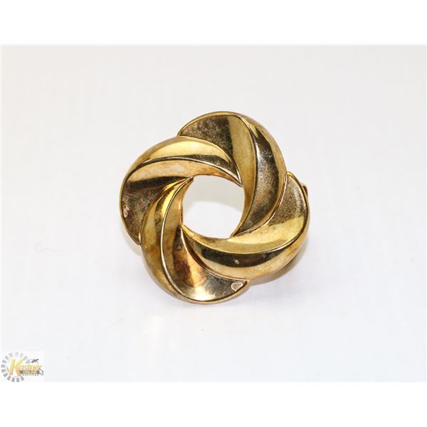 LARGE GOLD TONE DOUBLE LOOP RING ADJUSTABLE SIZE
