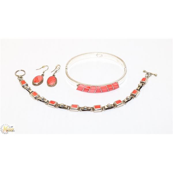 TAXCO 925 SILVER 2 BRACELETS AND EARRINGS SET