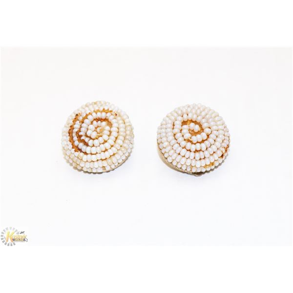 VINTAGE FAUX PEARL COIL CLIP EARRINGS