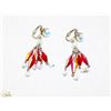 Image 1 : RED AND WHITE BEADED DROP EARRINGS