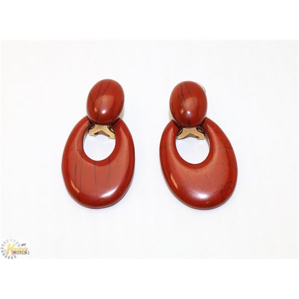 VINTAGE RED HOOP STYLE EARRINGS
