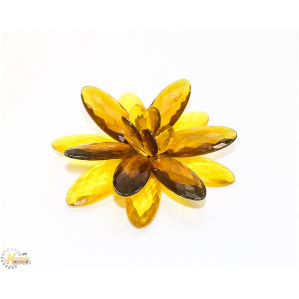 YELLOW TONE ACRYLIC FLOWER BROOCH