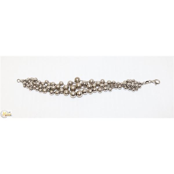 7.5" 925 SILVER MULTI STRAND BEADED BRACELET