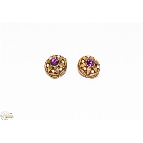 GOLD TONE WITH PURPLE STONE COSTUME JEWELLERY