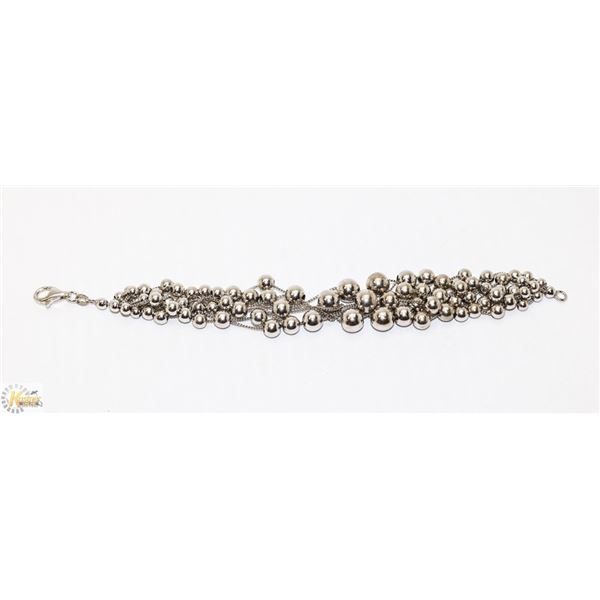 8" 925 SILVER MULTI STRAND BEADED BRACELET