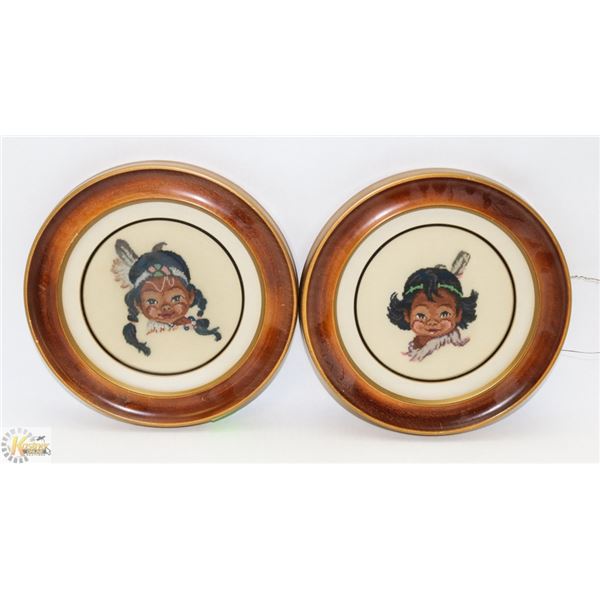 PAIR OF 1950S NEEDLE POINT INDIGENOUS THEMED
