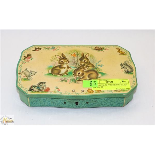 VINTAGE BUNNY DESIGN ENGLISH CANDY TIN