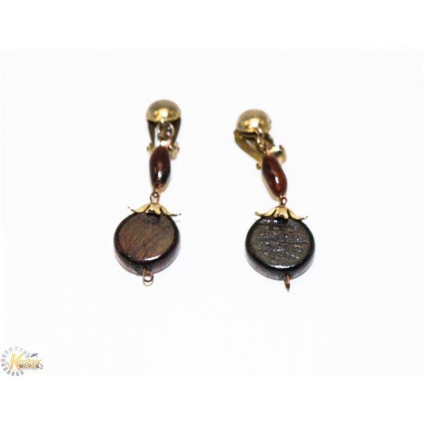 VINTAGE DARK BEADED DROP EARRINGS