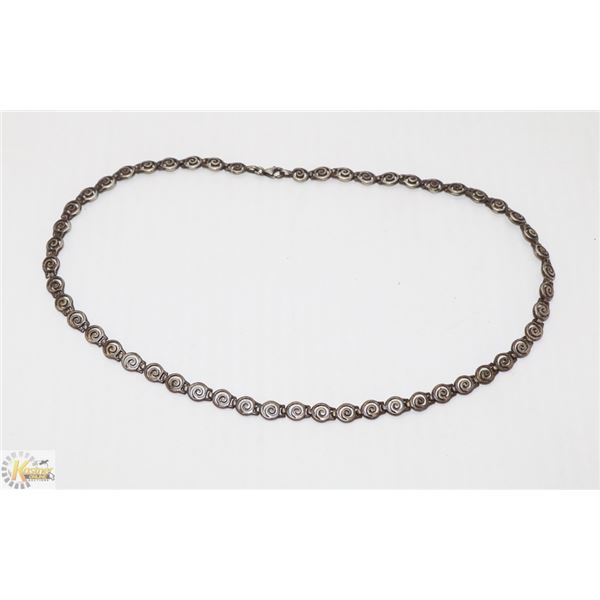 STERLING SILVER SWIRL LINK NECKLACE