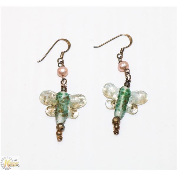 BLOWN GLASS DRAGONFLY EARRINGS