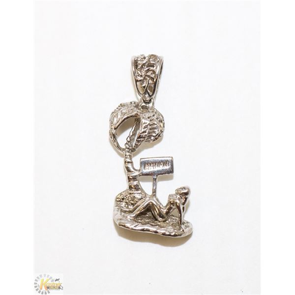 925 SILVER SUNBATHER W PALM TREE PENDANT HAWAII