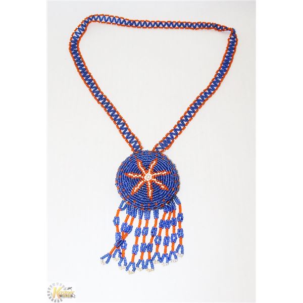 24" BEADED NECKLACE WITH TASSEL PENDANT