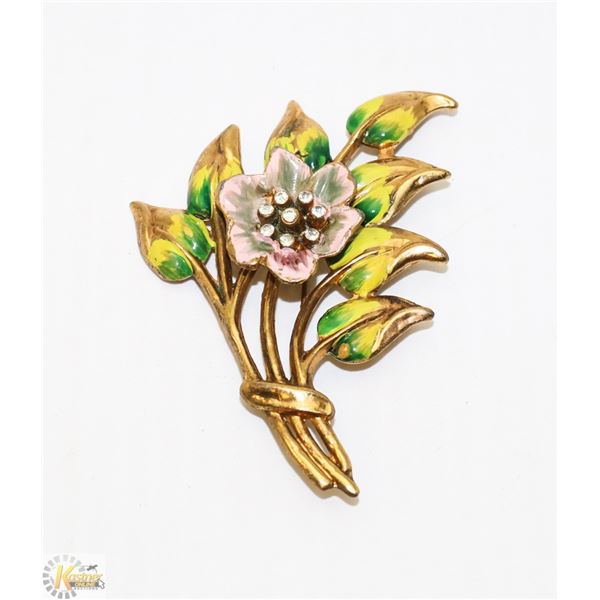 1950S FLORAL DESIGN METAL FLOWER BROOCH