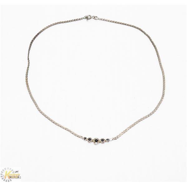 925 SILVER NECKLACE WITH SAPPHIRE CENTRE