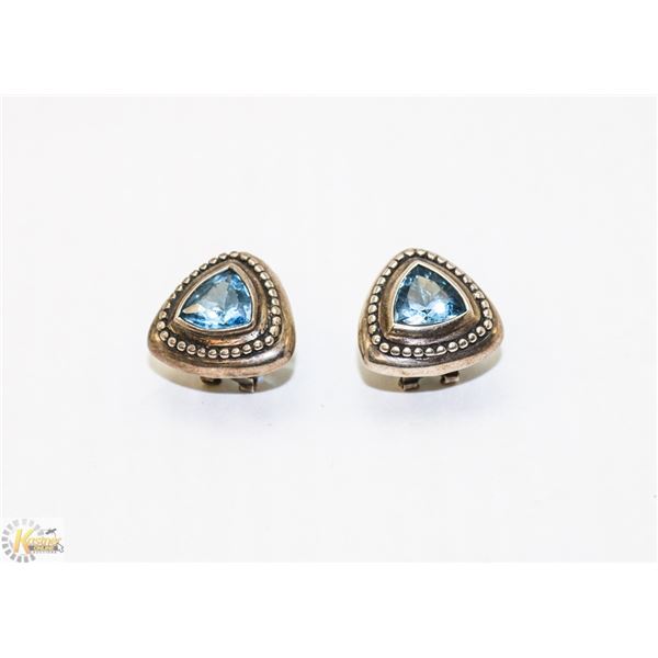 LARGE STERLING SILVER TRIANGULAR EARRINGS WITH