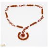 Image 1 : COPPER TWIST LINK NECKLACE WITH WHITE BEADS