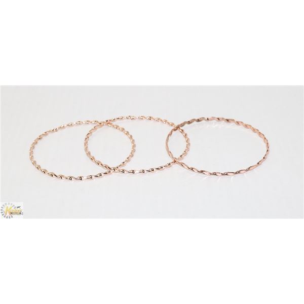 THREE GOLD TONE TWIST BANGLES