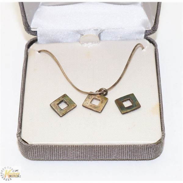 16" 925 SILVER CHAIN WITH SQUARE PENDANT MATCHING