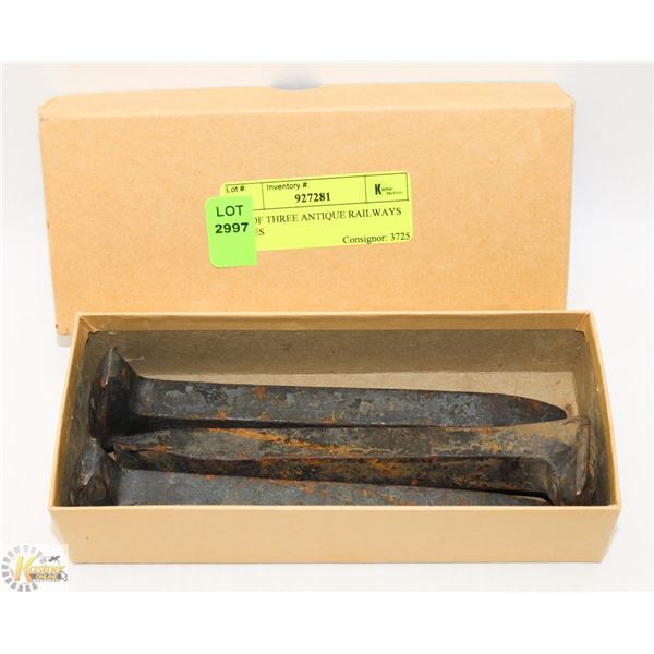 SET OF THREE ANTIQUE RAILWAYS SPIKES