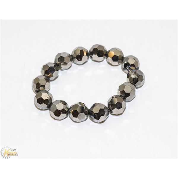 SILVER CRYSTAL BEADED BRACELET