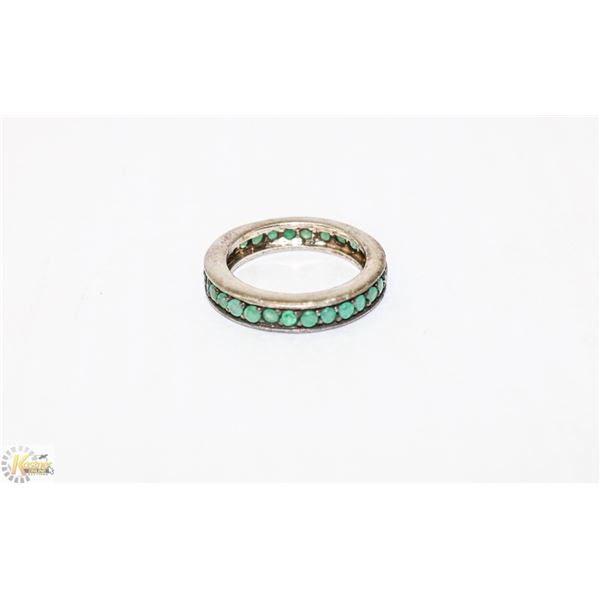 925 SILVER WITH GREEN INLAY ETERNITY BAND RING
