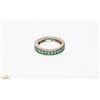 Image 1 : 925 SILVER WITH GREEN INLAY ETERNITY BAND RING