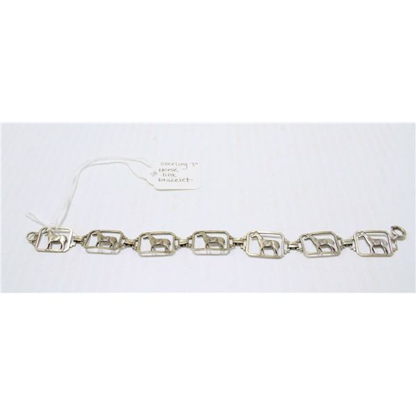 STERLING SILVER HORSE LINK BRACELET 7”