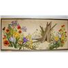 Image 1 : VINTAGE CREWEL FLORAL LANDSCAPE LARGE