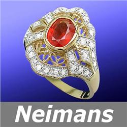 Gem Certified 1.00 ct Sapphire & VS Diamond Ring 14kt