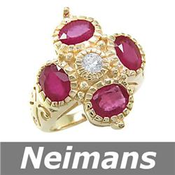 Gem Certified 3.00 ct Emerald & Sapphire Ring 14kt Gold