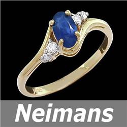Certified 3.75 ct Sapphire & VS Diamond Ring 14kt Gold