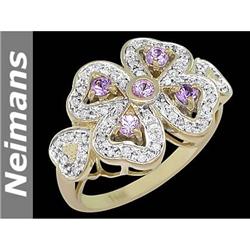 Gem 8.75 ct Certified Ruby & White Sapphire Ring 14kt