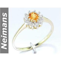 Vintage 3.25 ct Orange Sapphire & Diamond Ring 14K Gold