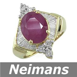 Vintage 4.50 ct Certified Ruby & Diamond Ring 14kt Gold