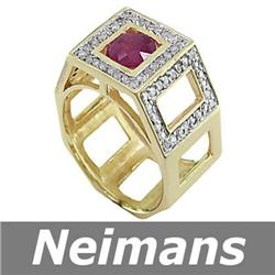 Gem Certified 5.00 ct Black Diamond & Sapphire Ring 14k