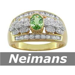 Vintage 1.50 ct Tsavorite, Sapphire & Diamond Ring 14kt