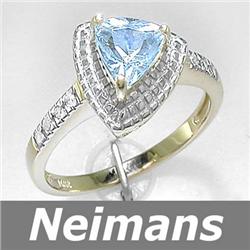 Antique 1.25 ct Aquamarine & VS Diamond Ring 14kt Gold