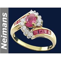 Certified 8.00 ct Ruby & VS Diamond Bracelet 14K Gold