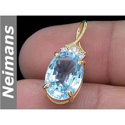 Certified Gem 3.25 ct Aquamarine & VS Diamond Ring 14kt