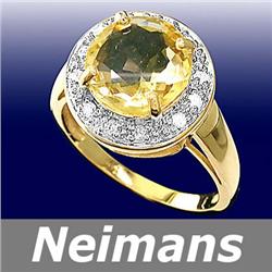 Gem Certified 5.75 ct Amethyst & Diamond Gents Ring 14k