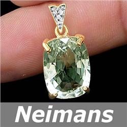 Antique 2.25 ct Sapphire & Diamond Pendant 14kt Gold