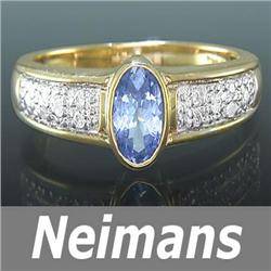 Vintage 3.75 ct Gem Aquamarine & Diamond Ring 14kt Gold