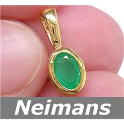 Gem Certified .75 ct Emerald Solitaire Pendant 14k Gold