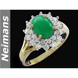 Certified 2.00 ct Chrome Diopside & Diamond Ring 14kt