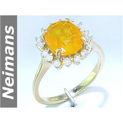 2.25 ct Fire Opal & Diamond Ring 14kt Gold CERT