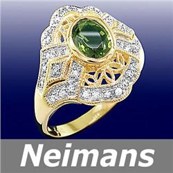 Vintage Gem 1.75 ct Green Tourmaline & Diamond Ring 14k