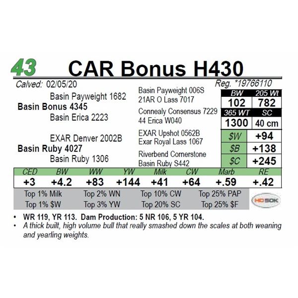 CAR Bonus H430